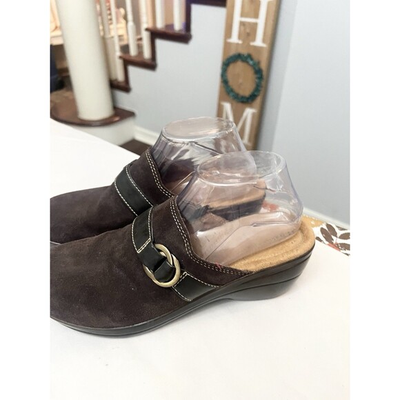 Naturalizer Suede Leather Heeled Slip On Mules Clogs Size 8.5 Brown Shoes - Picture 2 of 8